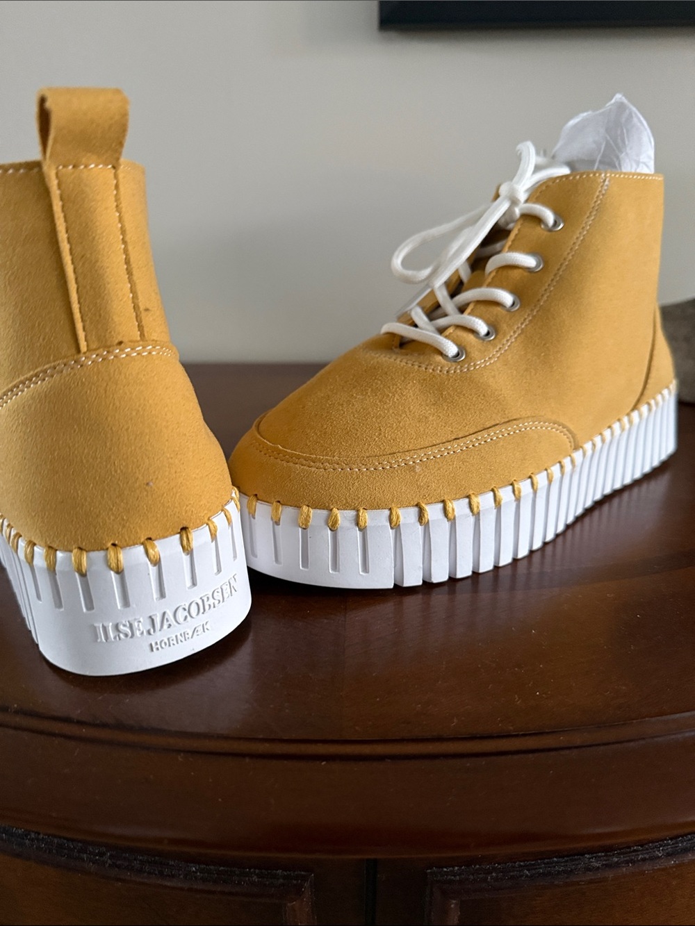 Ilse Jacobsen women Mustard Yellow suede Lace-Up boots